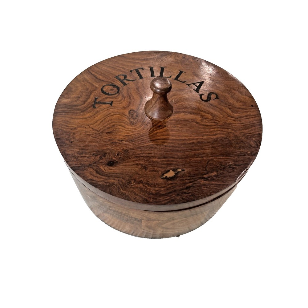 Handcrafted Wooden Mexican Tortilla Warmer Basket Indian Chapati Roti Bread